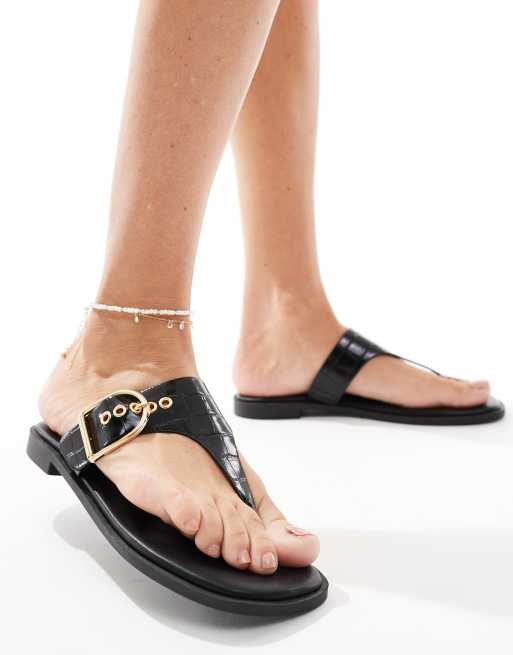 schuh - Teena - Sandali infradito nero coccodrillo, 2 di 4