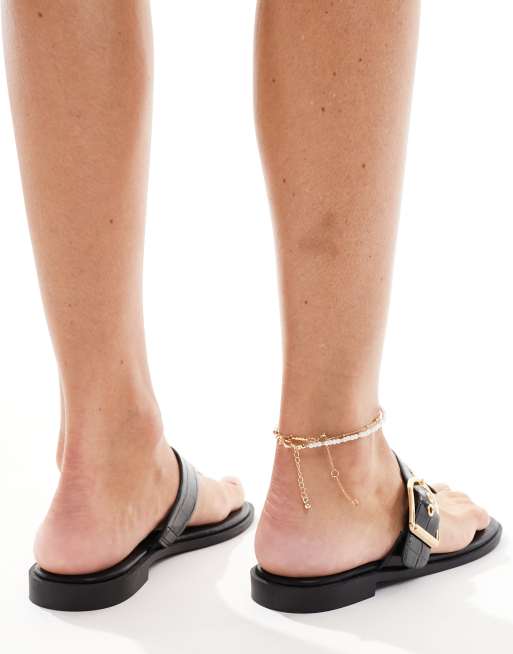 schuh - Teena - Sandali infradito nero coccodrillo, 4 di 4