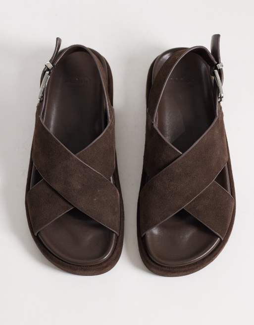 schuh - Tennessee - Sandales à brides croisées avec boucle et bride au talon - Daim marron, 3 de 4