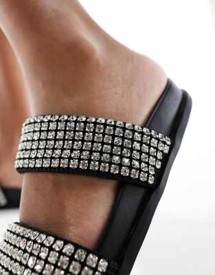 Schuh Tessie Embellished Slides In Black