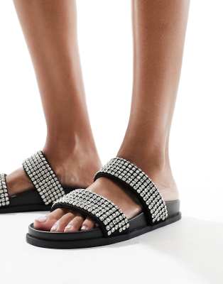 schuh - Tessie - Verzierte Slider in Schwarz