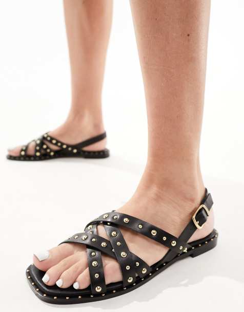 schuh - Thelma - Leren slingback-sandalen met studs in zwart - view 1