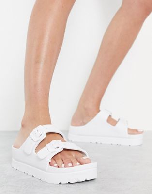 schuh Tiara flatform pool slide sandals in white