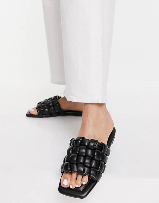 schuh Tilde woven slide sandals in black