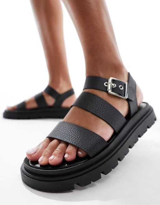 schuh – Tina – Czarne skórzane sandały, 2 z 4