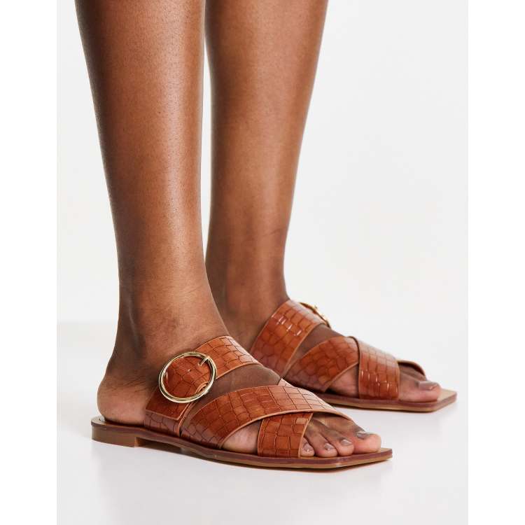 Tan store croc sandals