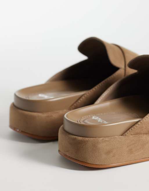 schuh - Tiramisu - Mules style mocassins à plateforme en suédine - Taupe, 4 de 4