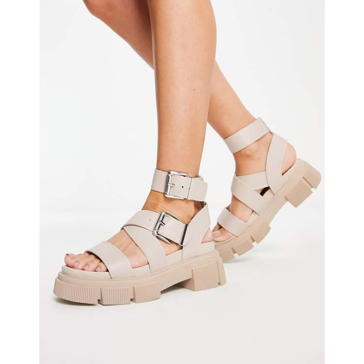 schuh Toulouse super chunky flatform sandals in beige drench ASOS