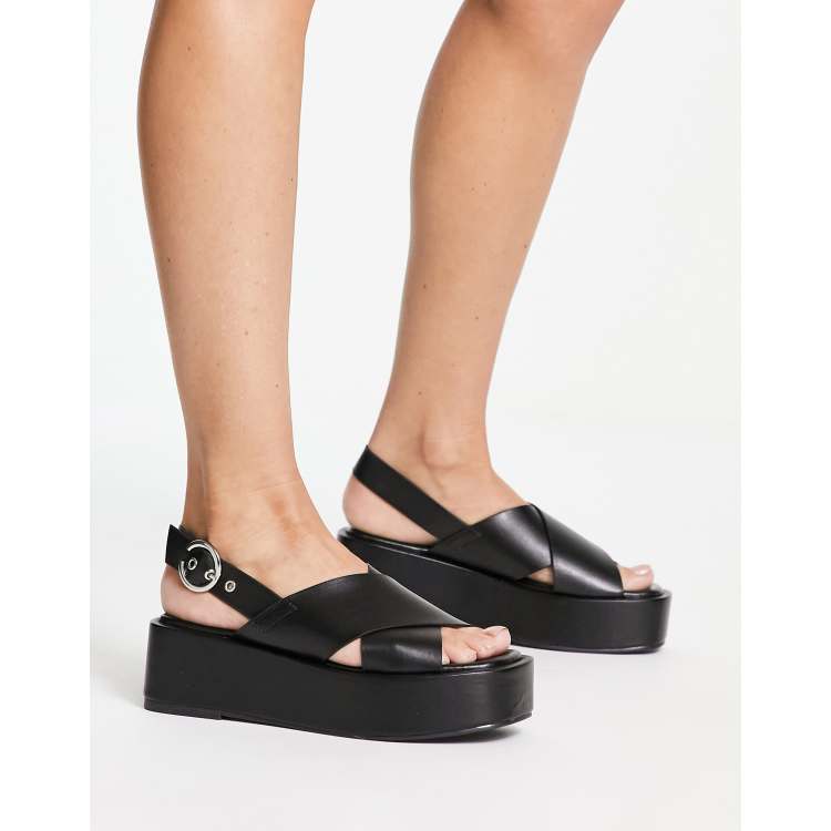 大人気 【MM6】 NAPPA FLATFORM SANDALS ●送料・関税込● schuh Trini cross strap flatform sandals in black | ASOS