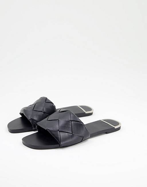 schuh - Tristine - Geweven slippers in zwart