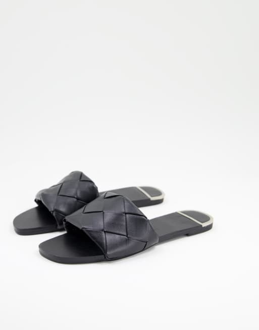 Black discount woven slides