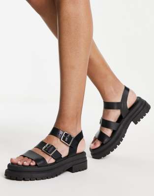 Ladies black cheap chunky sandals