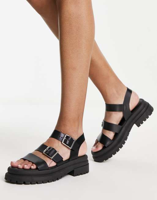 schuh Tyla chunky sandals in black leather