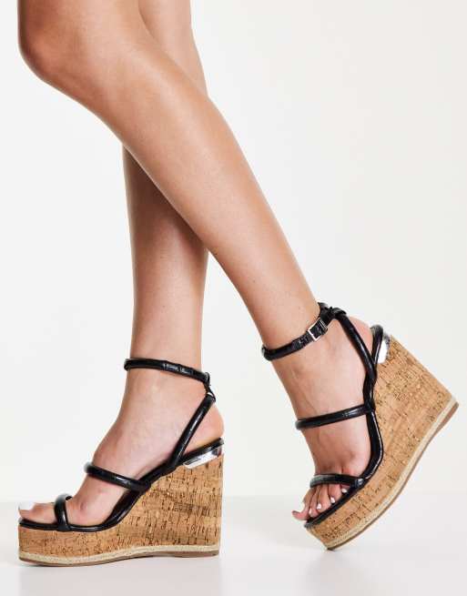 schuh Valentina wedge espadrille sandals in black