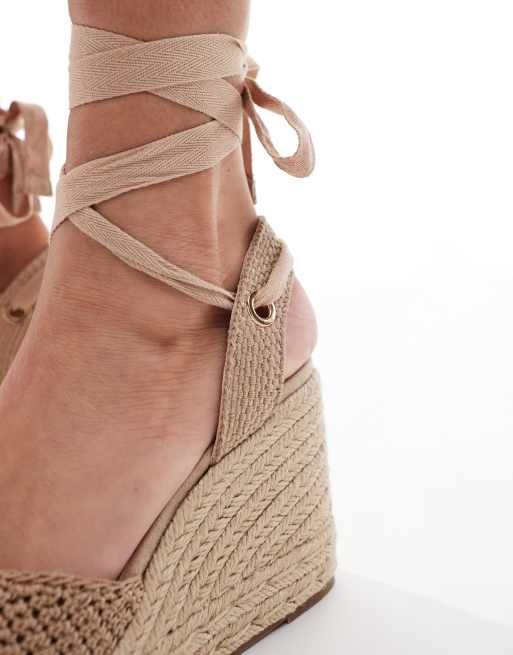 schuh - Velma - Naturfarvede vævede espadriller med lukket tå og kilehæl, 3 af 4