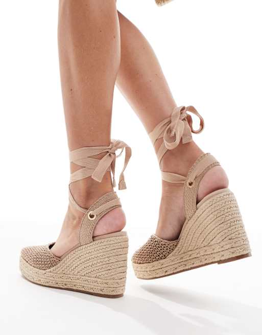 schuh - Velma - Naturfarvede vævede espadriller med lukket tå og kilehæl, 4 af 4