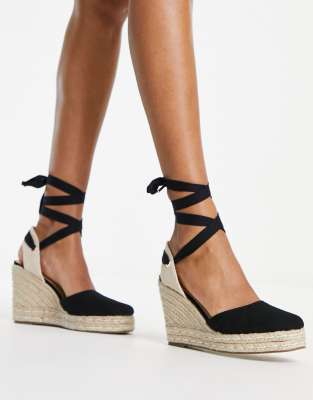 Venus closed toe wedge espadrilles in black