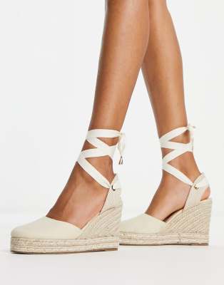 Venus closed toe wedge espadrilles in natural-White