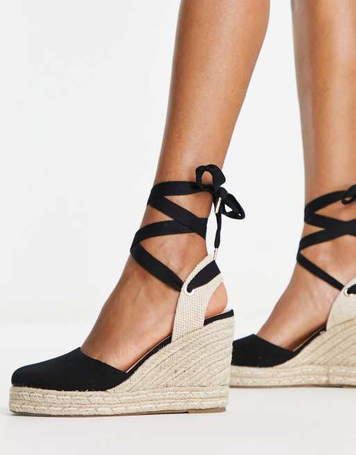 schuh Venus Espadrilles compens es bout ferm Noir ASOS