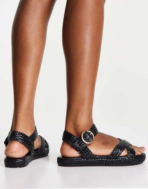schuh - Verity - Geweven sandalen met plateauzool in zwart, 2 van 4