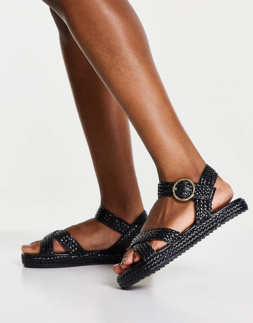 schuh Verity woven flatform sandals in black