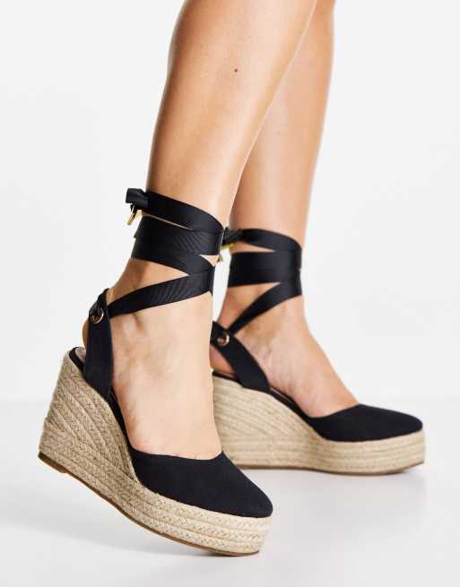 All black hot sale wedge espadrilles