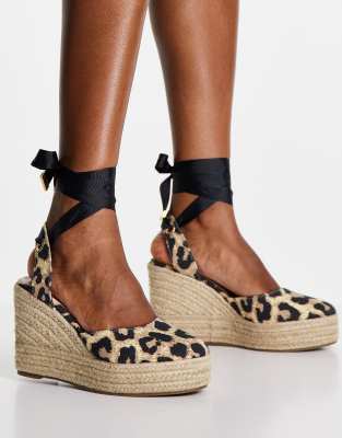 leopard closed toe wedges