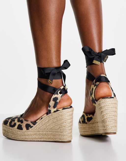 Leopard closed cheap toe wedges