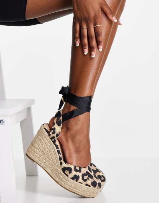 schuh Vertigo closed toe wedge espadrilles in leopard | ASOS