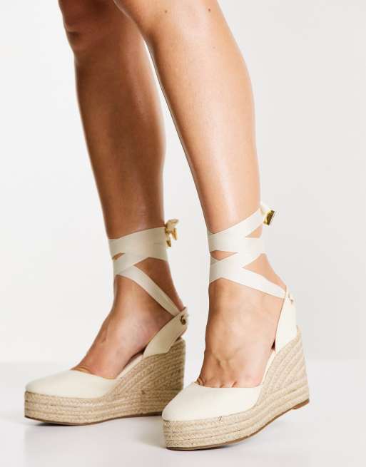 Espadrille heels closed store toe