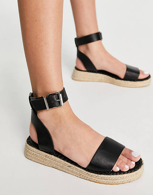 schuh Victoria flatform espadrille sandals in black