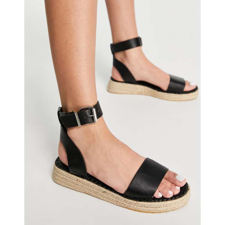 Black flatform cheap espadrille sandals