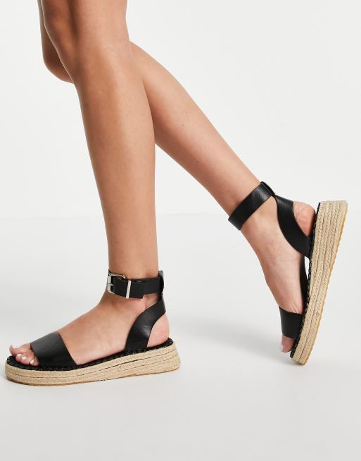 schuh Victoria flatform espadrille sandals in black