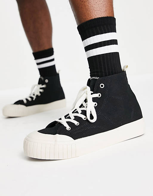 steek Verslinden komen Schuh - Webb - Hoge canvas sneakers in zwart | ASOS