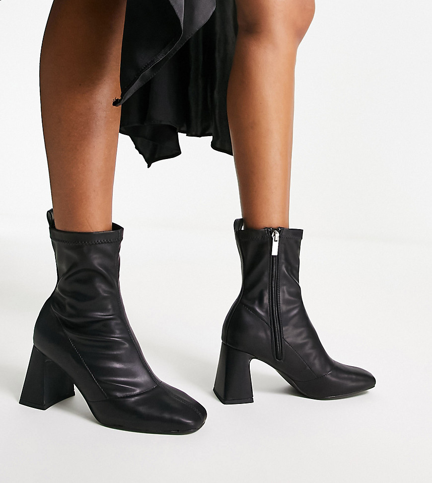 Schuh Wide Fit Bella heeled sock boots in black