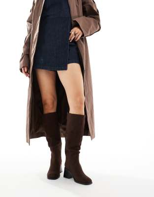 Schuh Wide Fit Dot Knee Boots In Brown