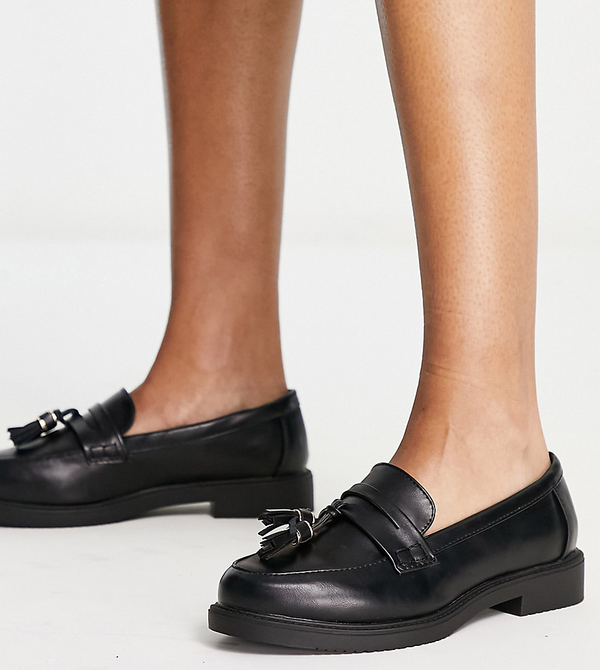 SCHUH SCHUH WIDE FIT LANE LOAFERS IN BLACK