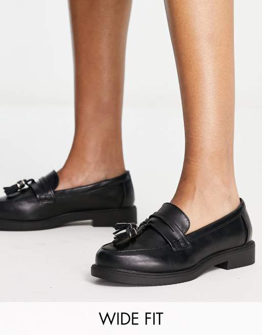 schuh Wide Fit Lane loafers in black