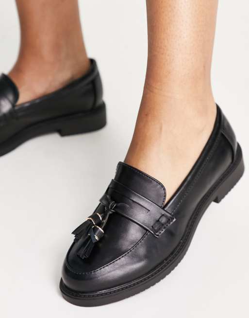 schuh Wide Fit Lane loafers in black