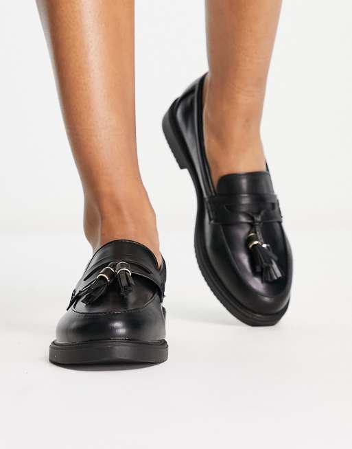 schuh Wide Fit Lane loafers in black