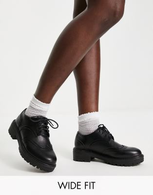 schuh Wide Fit Limor up brogues in black