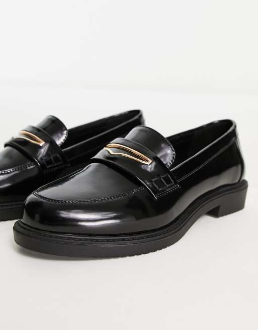 schuh Wide Fit Luther loafers in black hi shine | ASOS