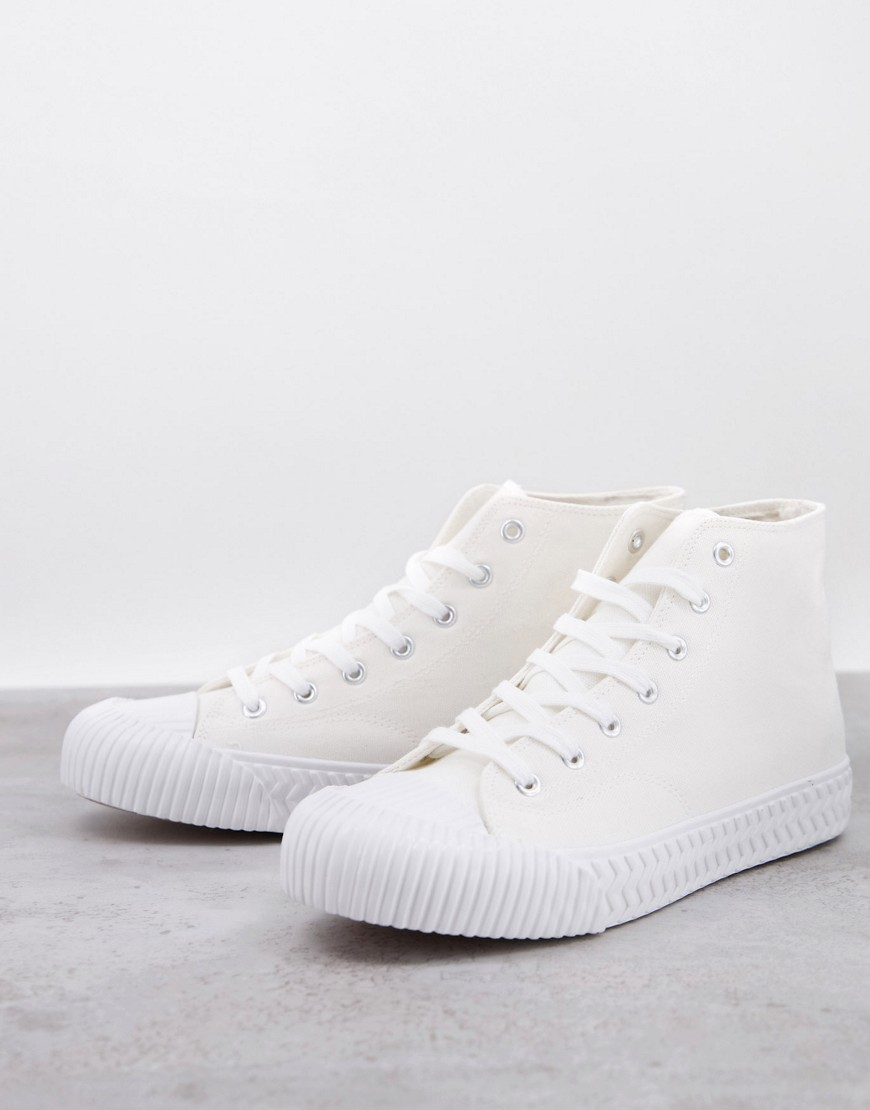 Schuh wilson hi top canvas trainers in white-Black