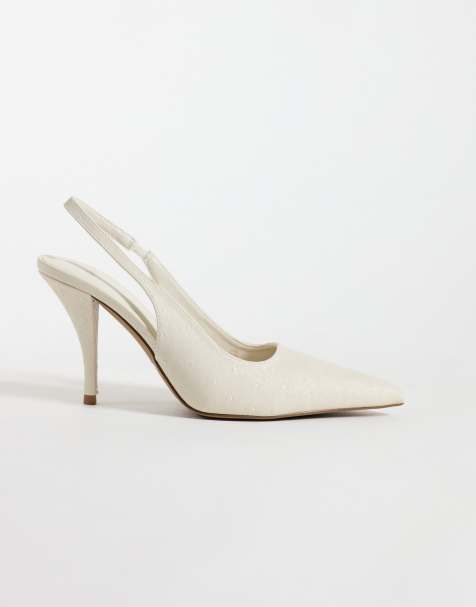 Schuh zapatos de tacón destalonados de punta en blanco encerado - view 1