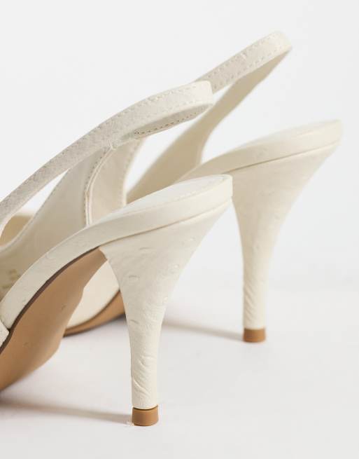 Schuh zapatos de tacón destalonados de punta en blanco encerado, 4 de 4