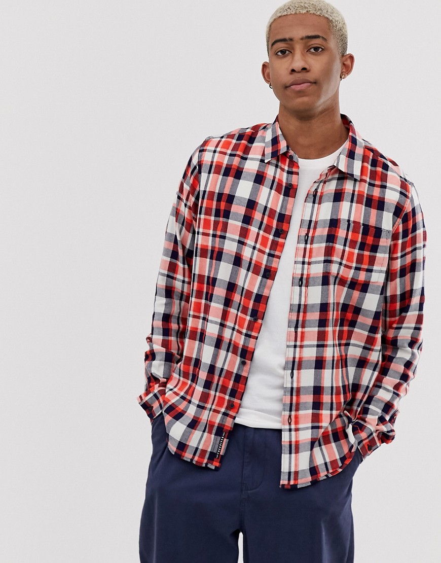 Scotch and Soda brushed flannel check shirt-Red