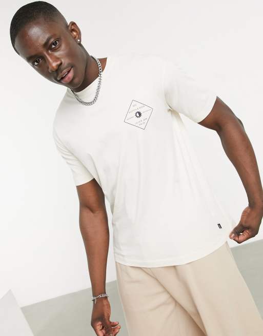 Scotch & Soda artwork crew neck t-shirt in cotton - CREAM