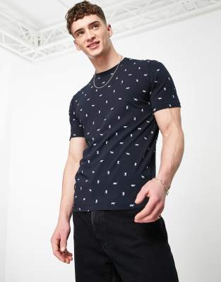 Scotch & Soda – Bedrucktes T-Shirt in Marineblau