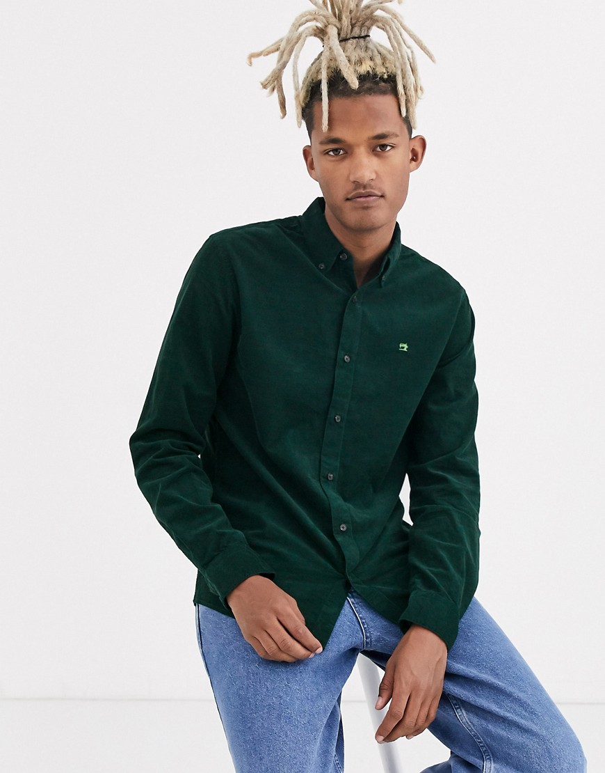 Scotch & Soda - Camicia in velluto a coste vestibilità classica-Verde