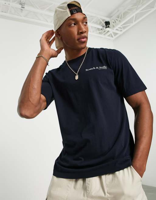 Scotch & Soda camiseta de algodón en azul marino - NAVY